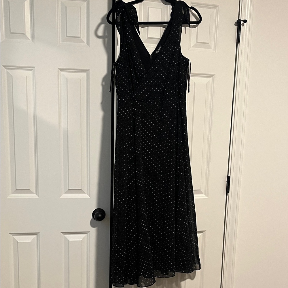 City Chic Black Maxi Dress with White Dots